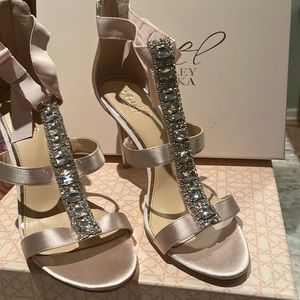 Champagne pink embellished heels for a formal event